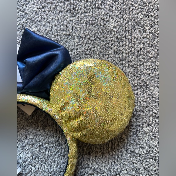 Disney Parks Ear Headband Gold Sequin Navy Blue Mickey Mouse Ears - Picture 9 of 10